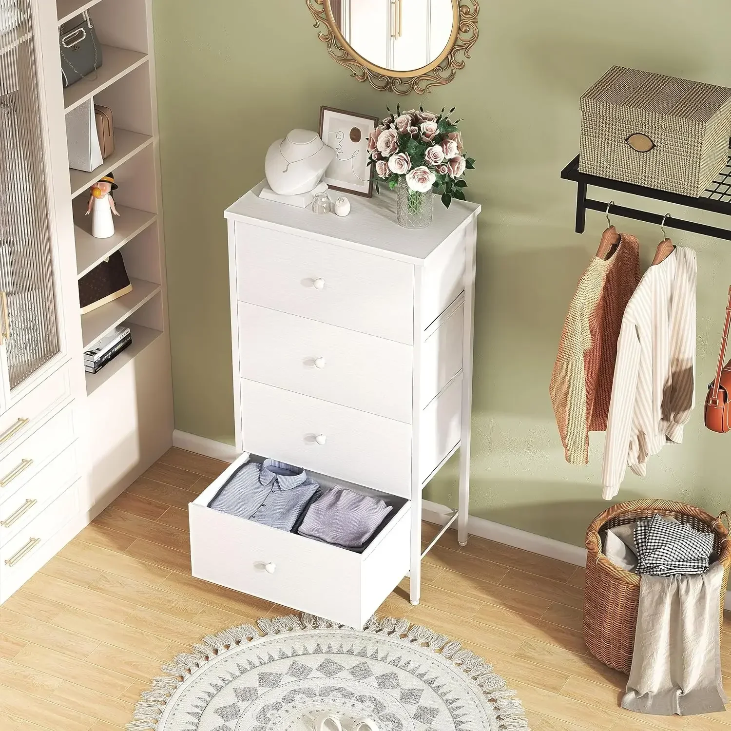 Small White Dresser for Bedroom,4/5 Drawer - Chests of Drawers Kids Organizer for Closet Adult Modern, Bedroom Furniture view 4