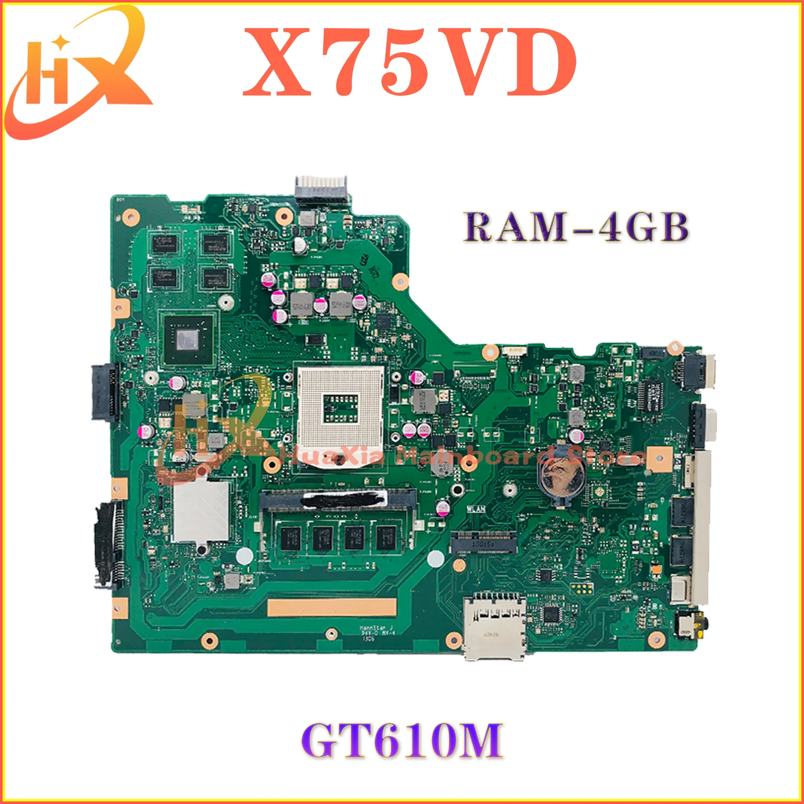 X75VD with 4GB-RAM UMA or GT610M GPU Notebook Mainboard For Asus X75A X75VB X75VD Laptop Motherboard 100% Tested OK