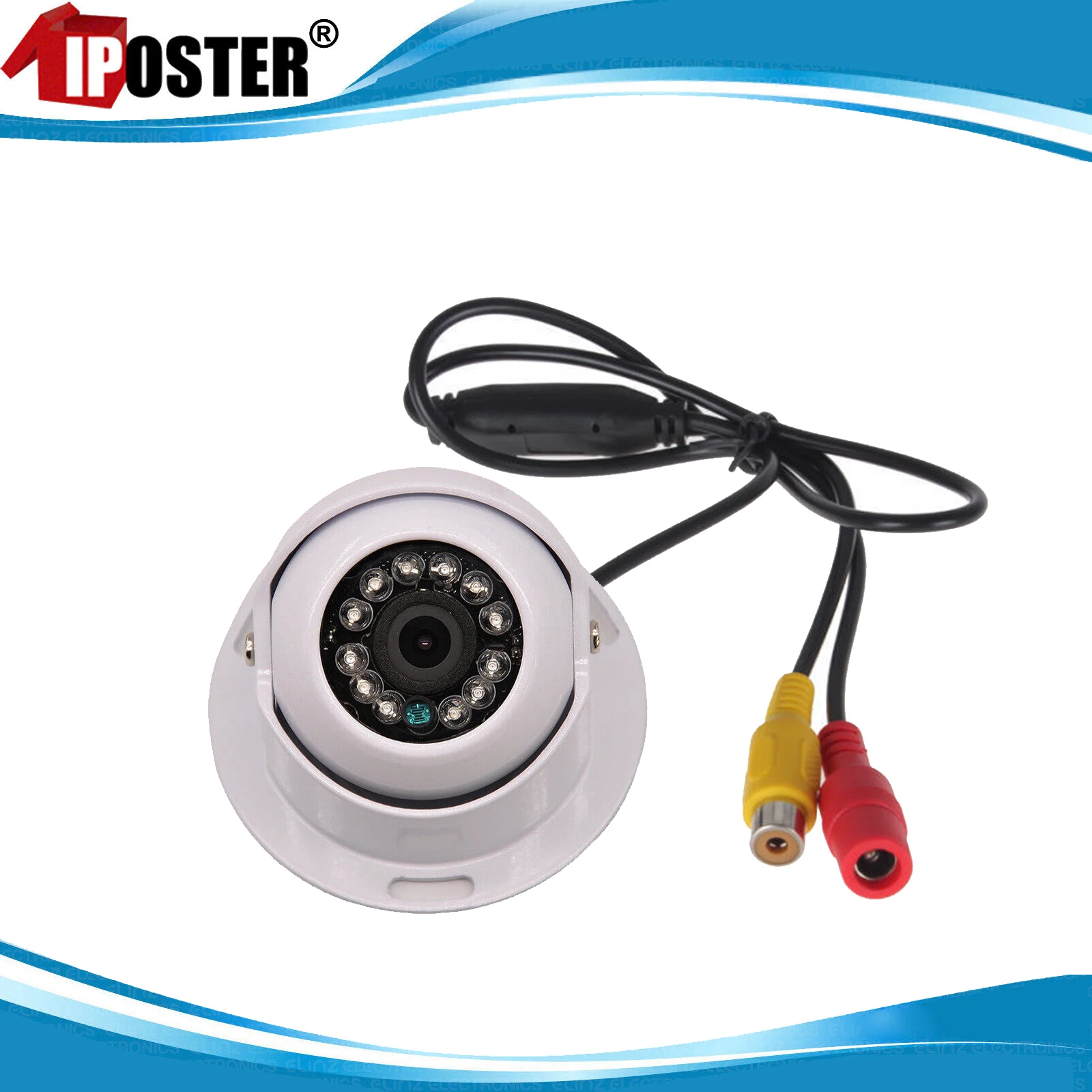 

iPoster White Color Dome Waterproof 12 IR LED Car Rear View Reversing Backup Camera RCA Night Vision For 12V 24V Caravan