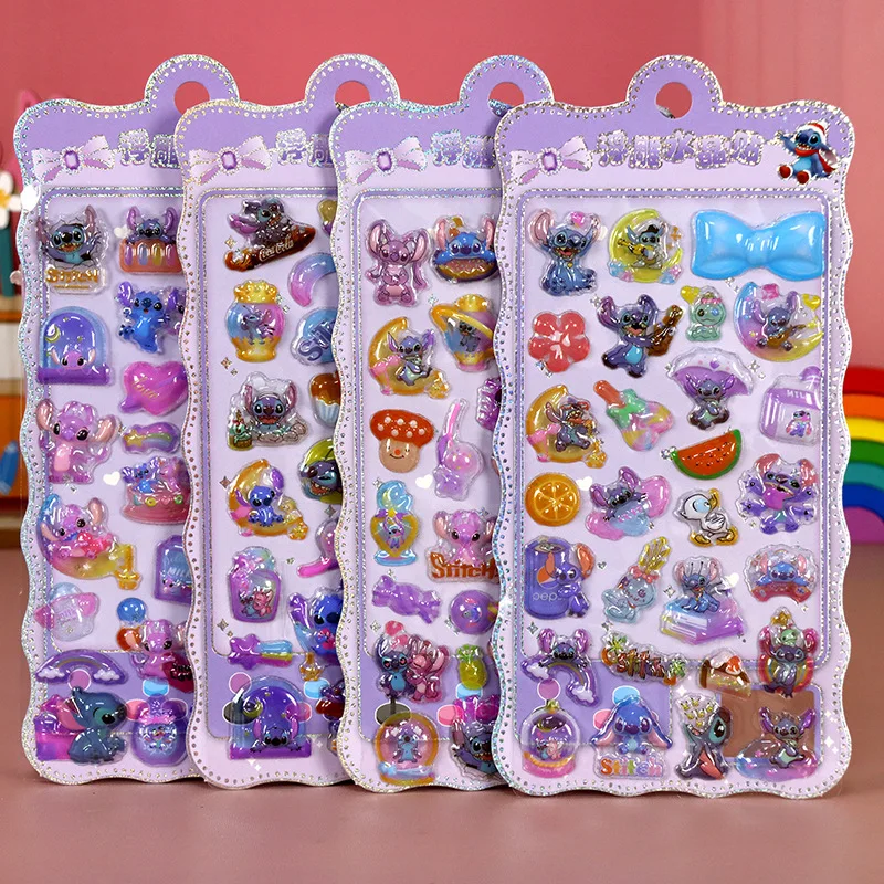 

8 Pcs Cartoon Stitch Stickes Capybara 3d Stereo Crystal Sticker Handbook Diy Material Children Sticker