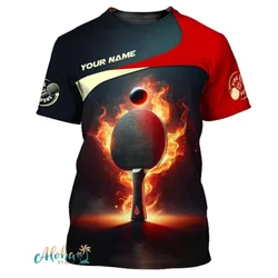 Full Print Ping Pong Tshirts For Men Summer Short Sleeve Crew Neck Table Tennis Tshirts Clothes Mens Plus Size Tee Shirts Tops