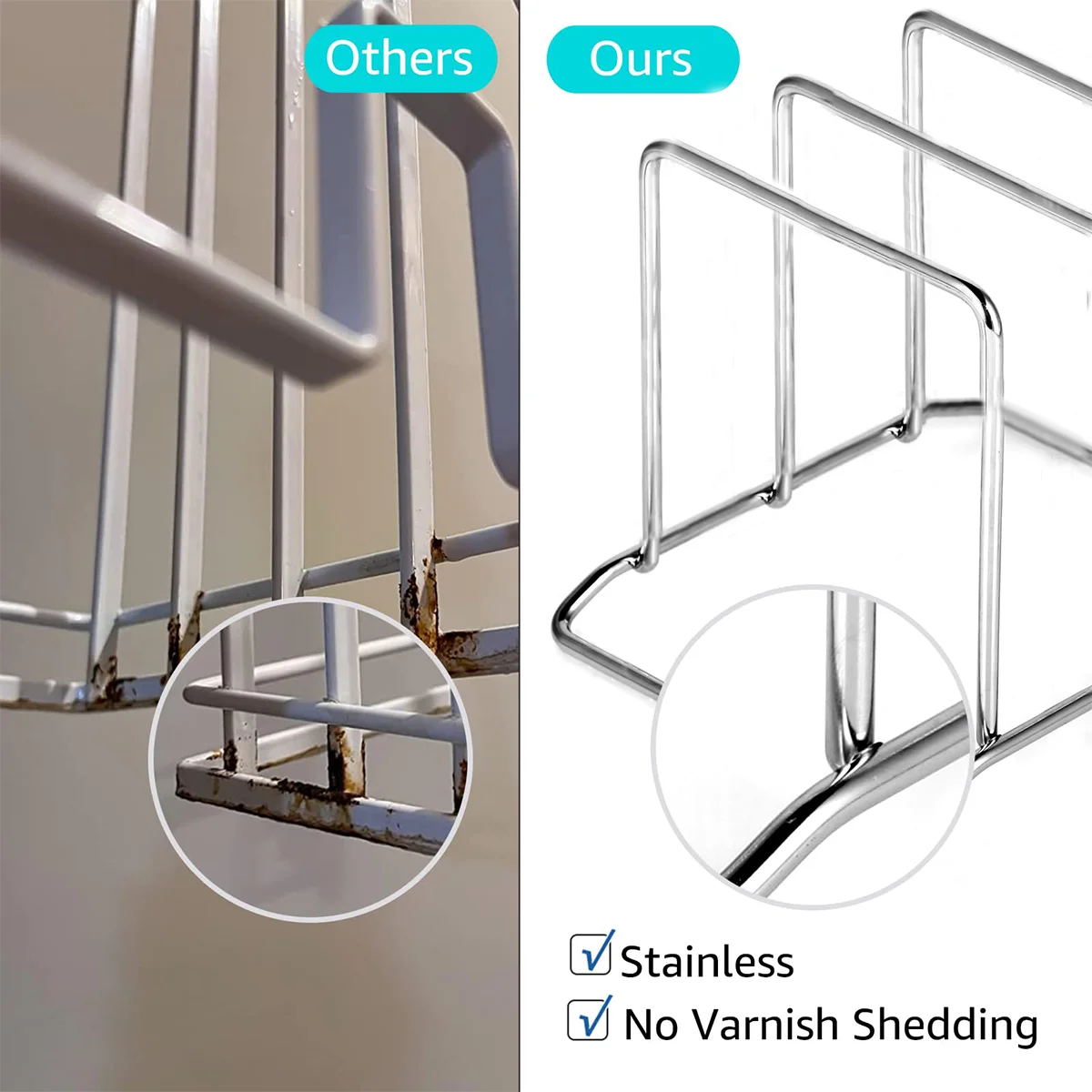 Cutting Board Holder Stand, 2-Slot Stainless Steel Divide Tray Organizer Rack, for Chopping Board, Pots Lid, Baking Sheet