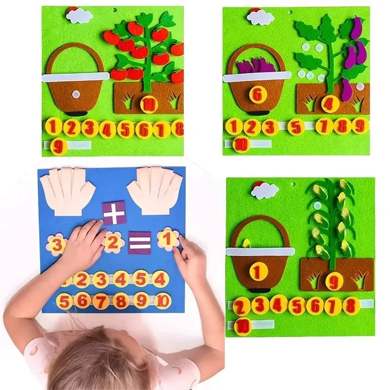 1 PCS Kids Montessori Speelgoed Vilt Vinger Nummers Wiskunde Tellen Speelgoed Vroeg Leren Intelligentie Ontwikkeling Peuter Leermiddel