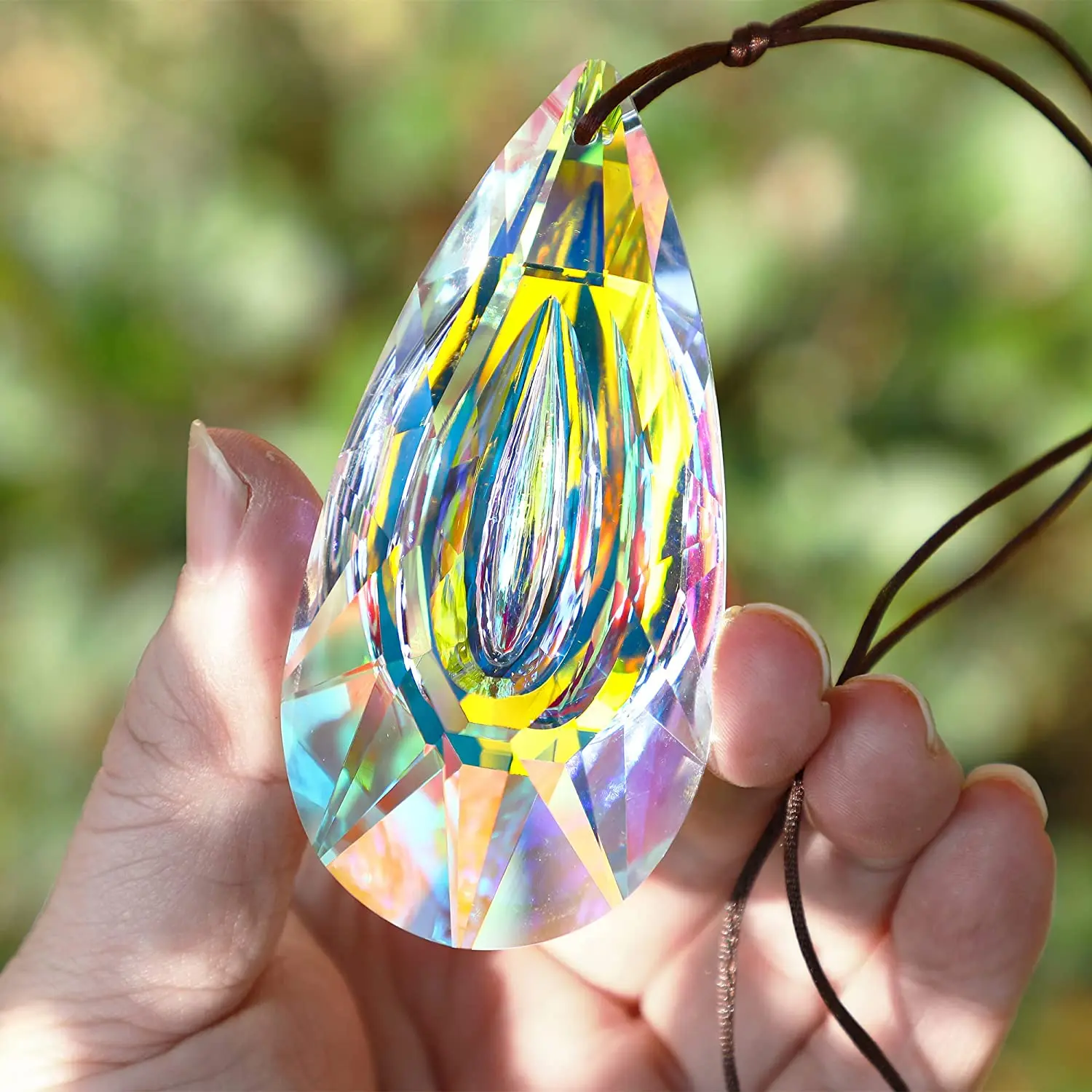 

H&D 89mm AB-Colors Crystal Prisms Suncatcher Rainbow Maker Hanging Drops Pendant For Window Chandelier Parts DIY Home Decor