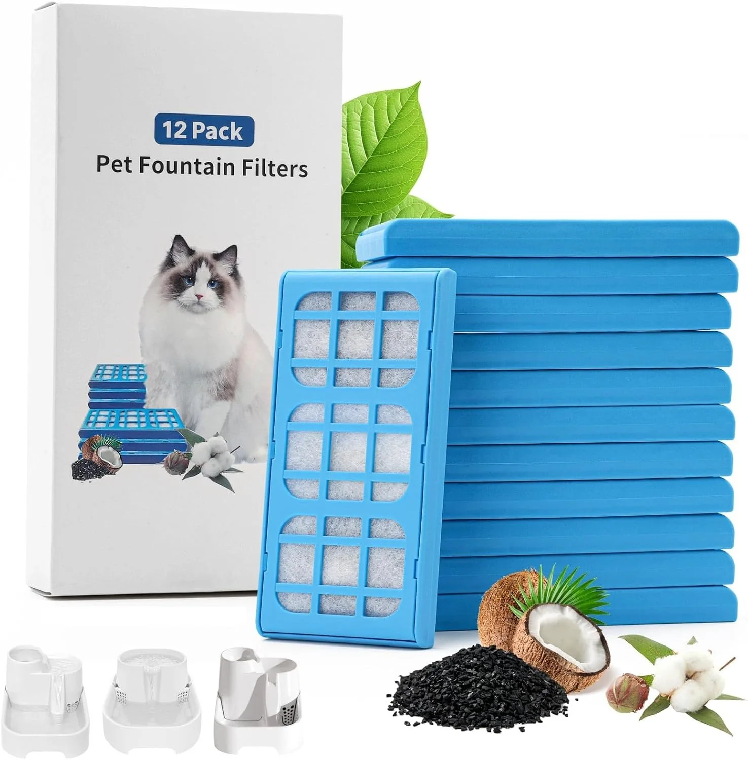 12-Packs Filter Cartridges Replacements, Compatible with Cat Dog Pet Mate Pet Drinking Water Fountains, Upgrade