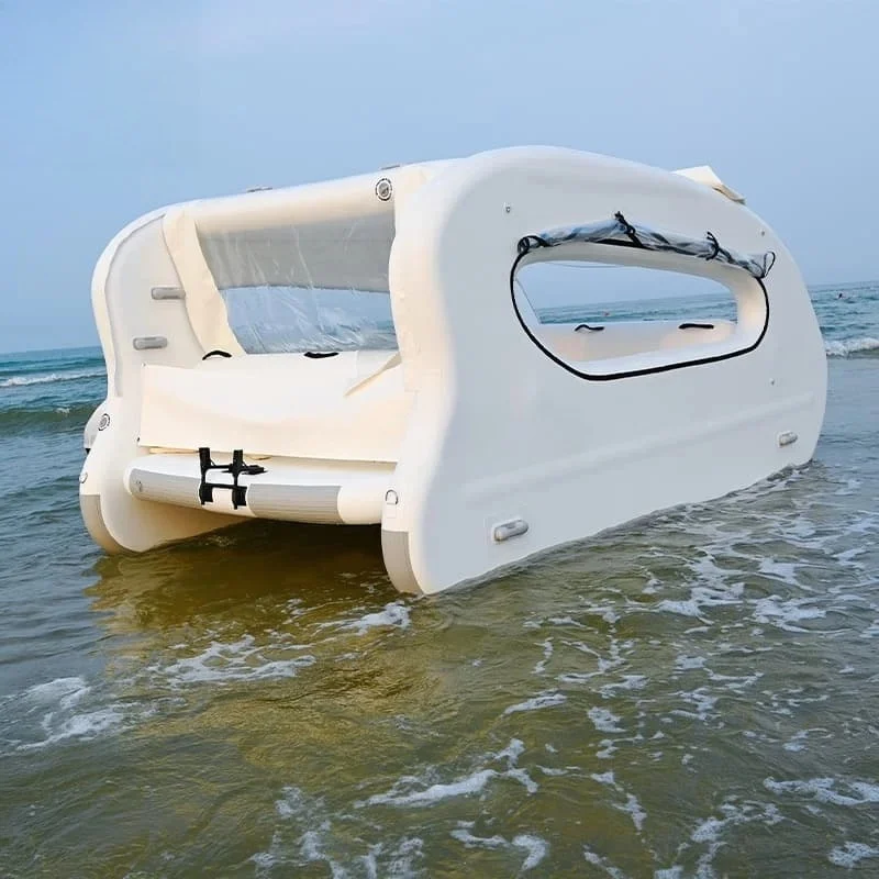 رائجة البيع 6-8 أشخاص نفخ جزيرة عائمة البحر حفلة نفخ يخت سميكة بولي كلوريد الفينيل الانجراف قارب كاتاماران قارب قابل للنفخ