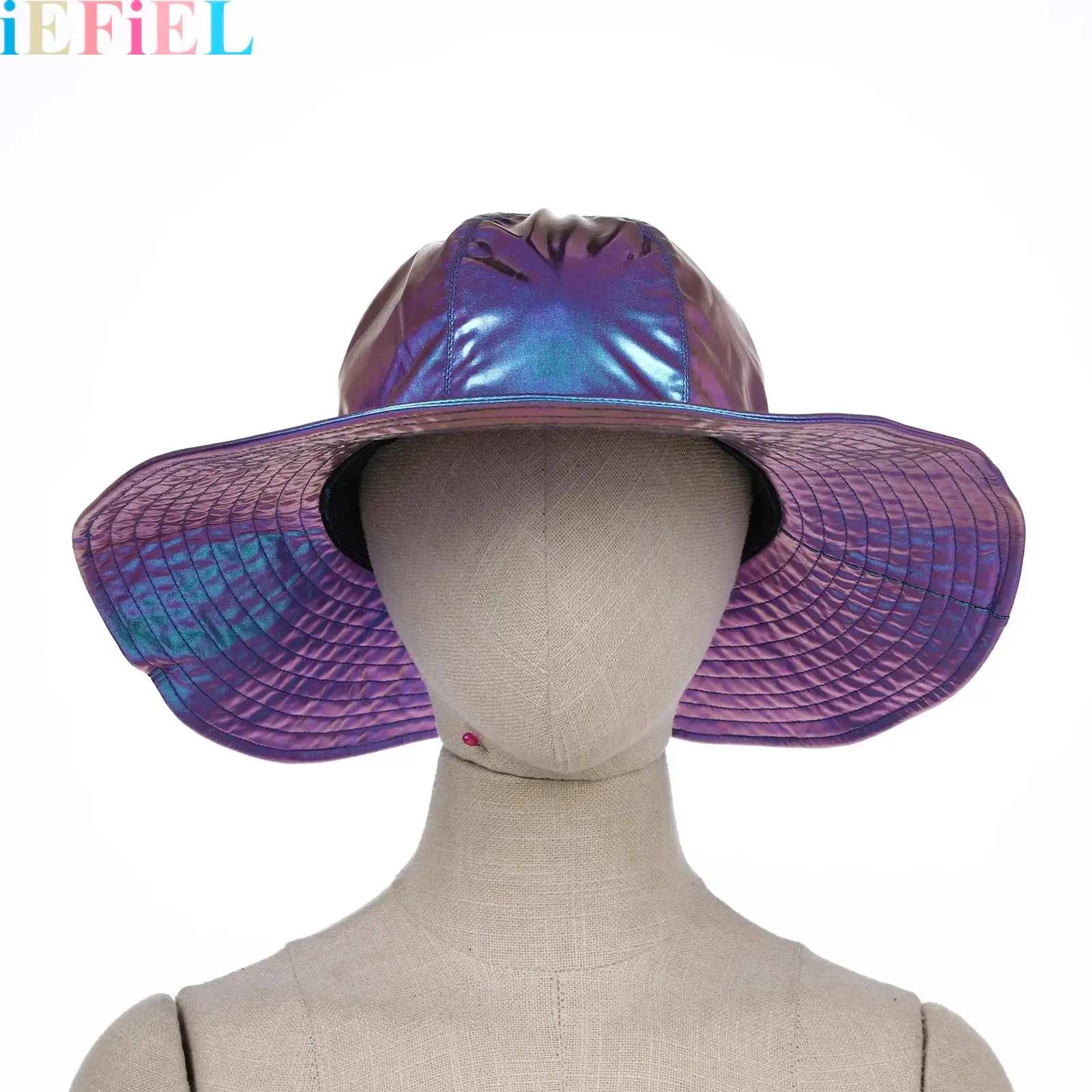 

Wide-brimmed Hat Metallic Gloss Women Fashion Big Brim Hat Costumes Accessories Photo Shot Props for Vocation Daily Wear