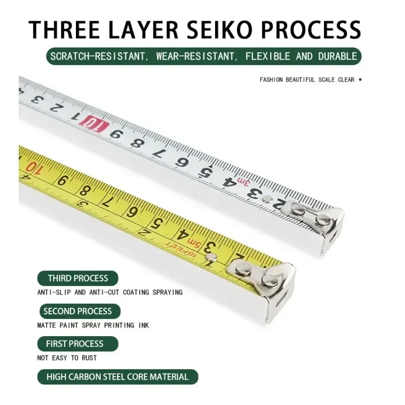 

Portable Manual Measuring Woodworking Tool, High - Precision, Thickened and Drop Resistant, 3/5/7.5/10m Tape Measure Metric Inch