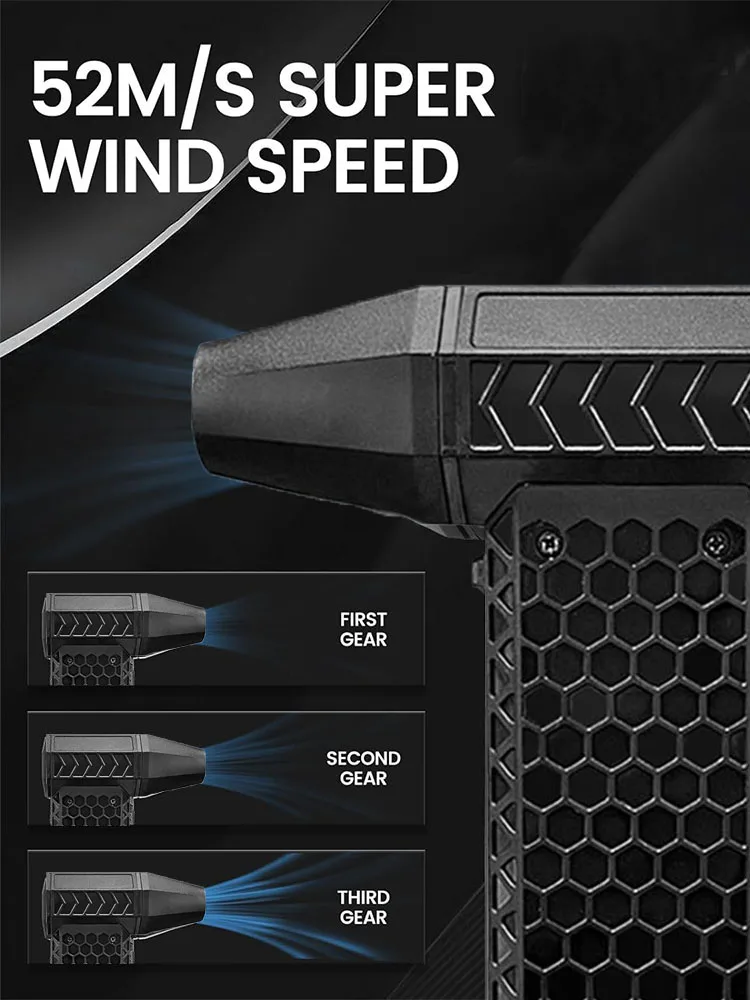Turbo Jet Fan Güçlü Hava Üfleyici Elektrikli Hava Silgi 3 Vites Ayarlanabilir 130000 RPM Rüzgar Hızı 52m/s Araç Bilgisayarı Temizleme Aracı