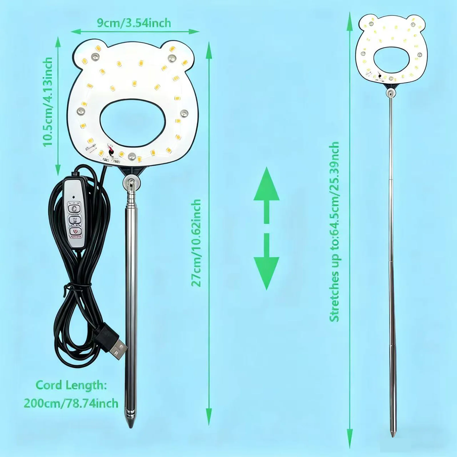 LED Full Spectrum Plant Light For Indoor Plants, Height Adjustable Grow Light With4 Dimmable Brightness, 2/4/8H On/Off Timer