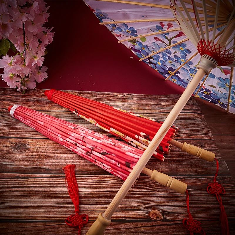 Silk Cloth Women Chinese Style Umbrella Cherry Blossoms Ancient Dance Umbrella