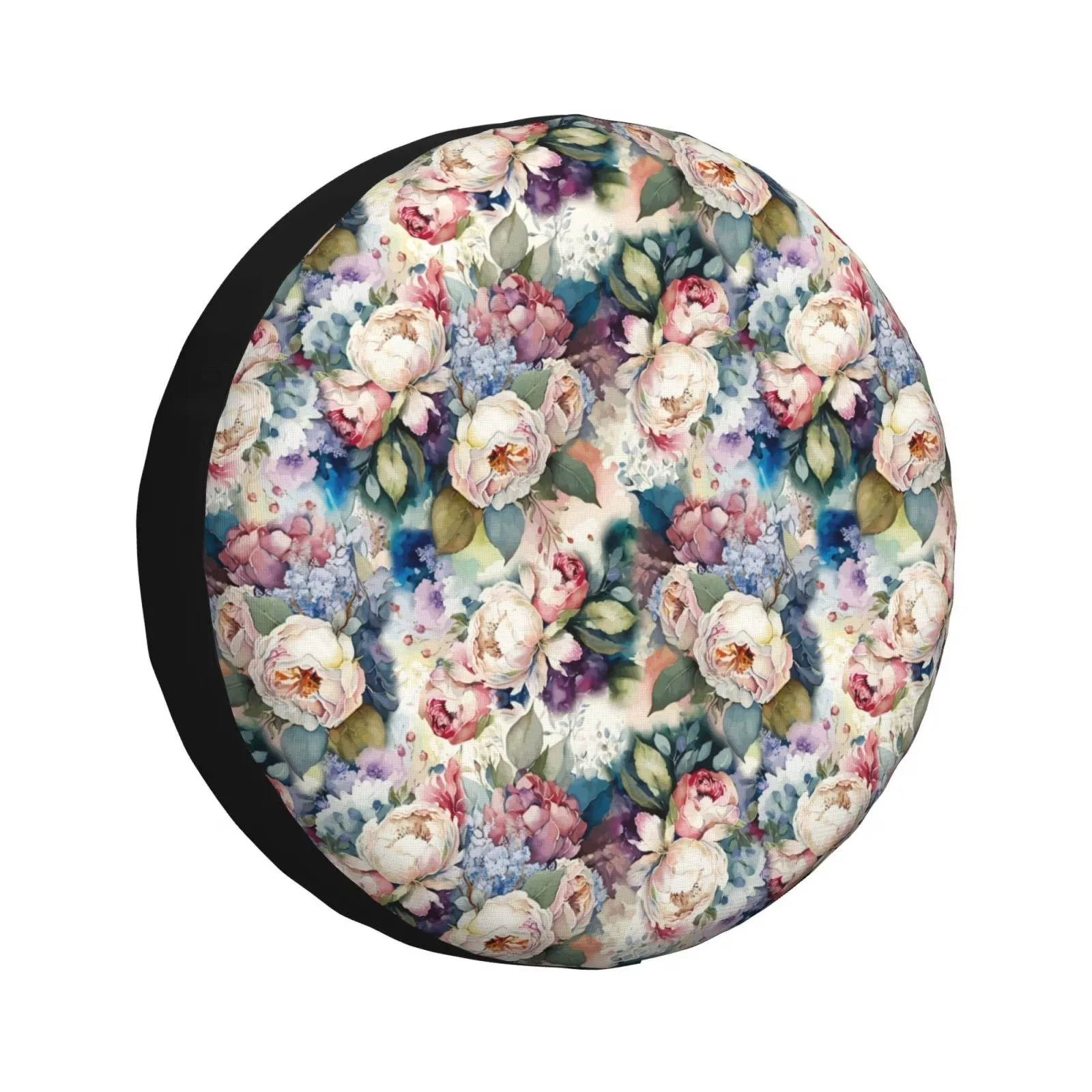 

Watercolor Rose Floral Tire Cover Waterproof Dustproof Spare Wheel Protector for SUV