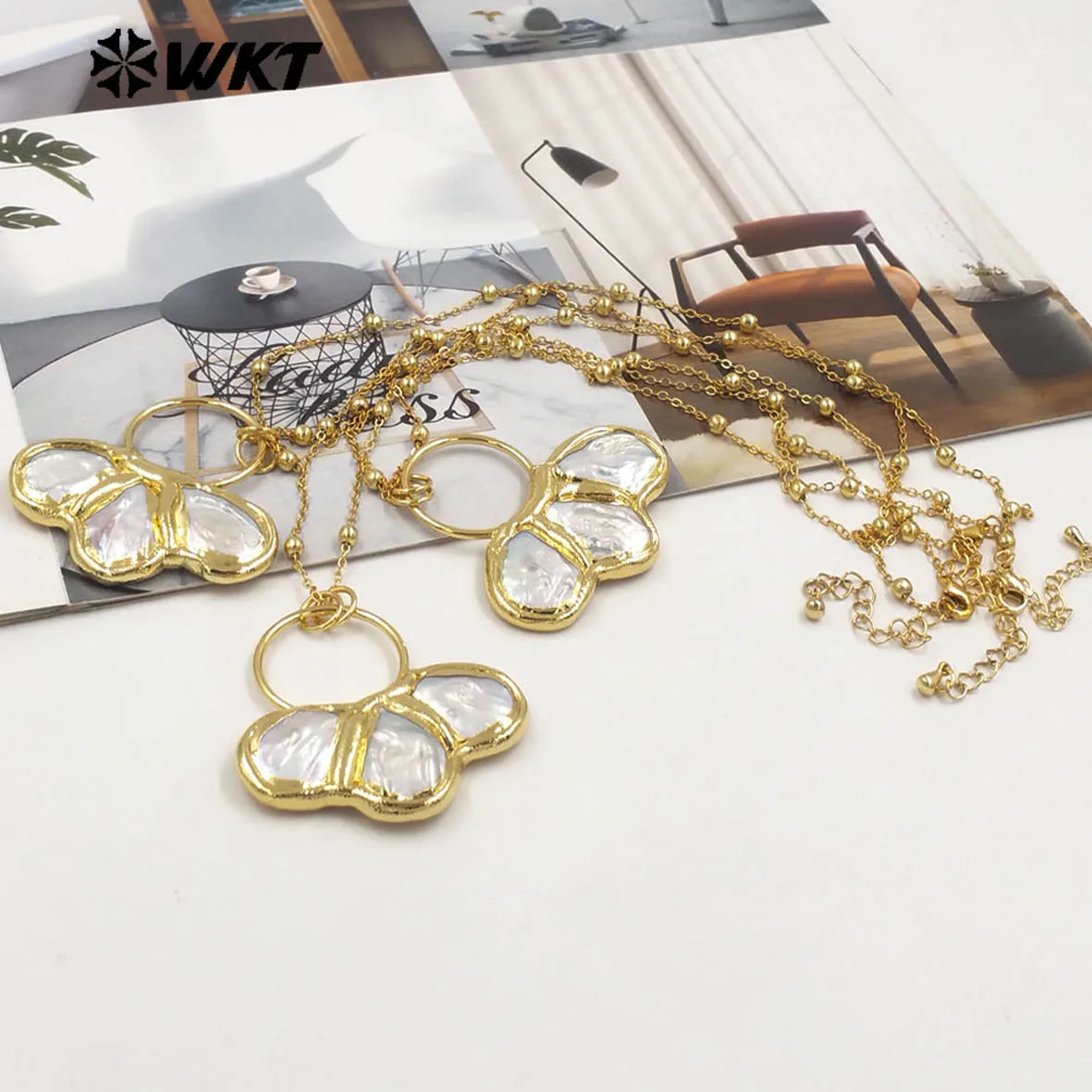 

WT-JN298 Popular New Products With 18K Gold Plated Natural Freshwater Pearl Shell Shaped Pendant Necklace Jewelry For Women