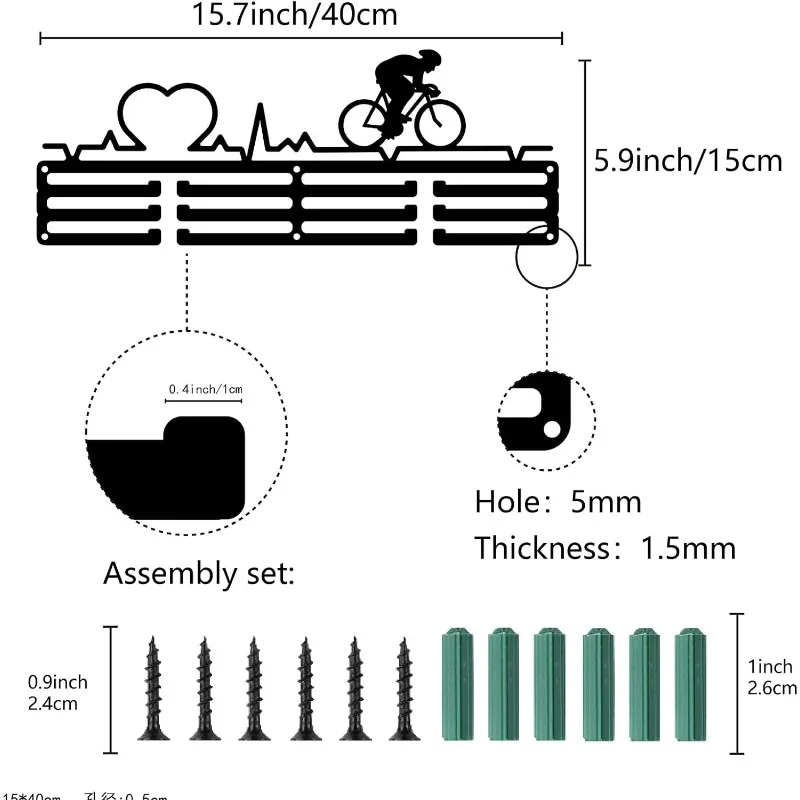 حامل إطار ميدالية لركوب الدراجات ، إطار حامل ، 12 خطافات ، 3 صفوف معلقة ، أكثر من 60 ، رف مثبت على الحائط ، شماعات × 6 بوصة ، 1