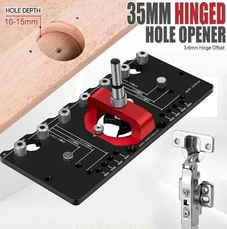 L74C 35mm Cabinet Hinge Jig, Concealed Drilling Hole Puncher with Lock for Professional Woodworking