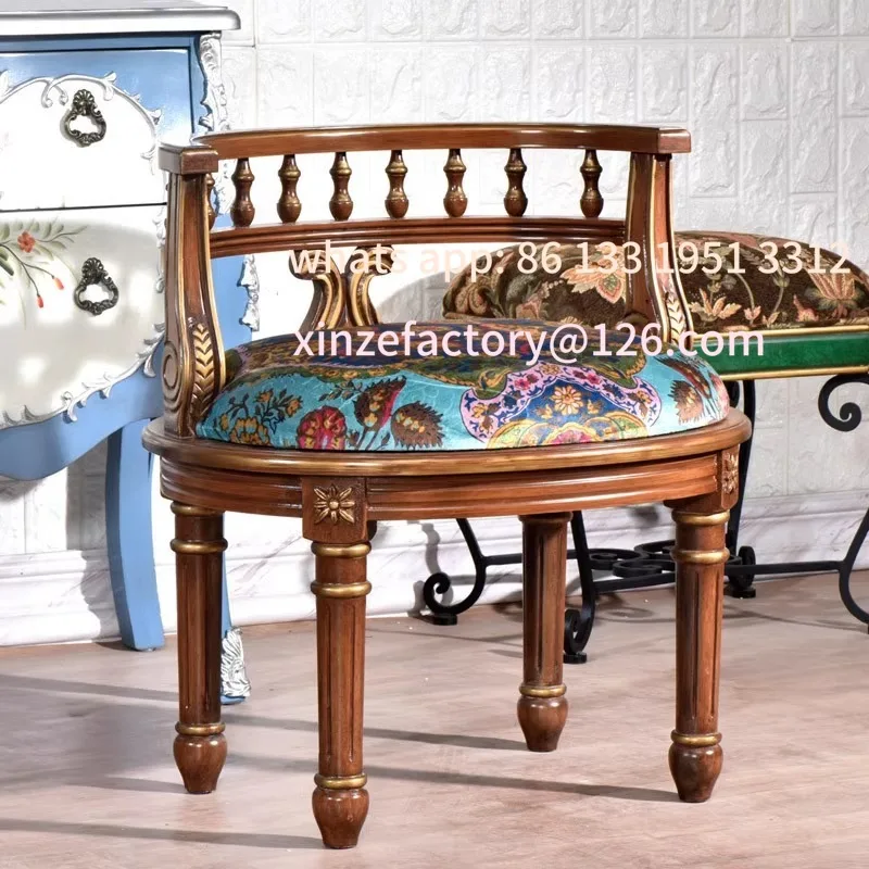 كرسي مزدوج من الخشب الصلب الأمريكي قابل للتخصيص لغرفة المعيشة والشرفة كرسي صالة أثاث عتيق على الطراز الأوروبي أريكة خلفية واحدة