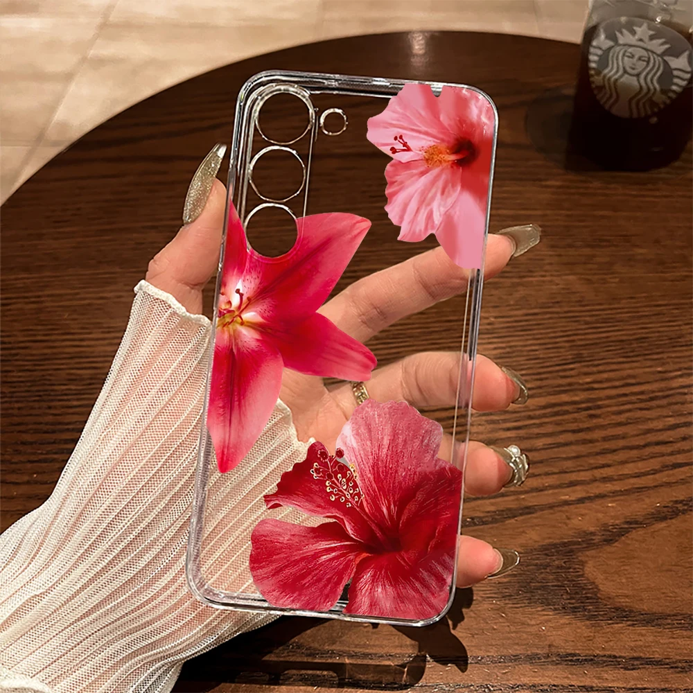 Orchideenblumen-Hülle für Samsung Galaxy S26 S25 S24 S23 Ultra S22 S21Plus FE A57 A56 A55 A54 A53 A36 A35 A34 5G Klare Weiche Schutzhülle – Detail 1