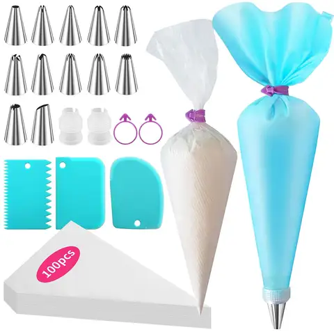 Piping Bags and Tips Set -120pcs Ultimate Cake Decorating Supplies Kit Includ Pastry Bag Frosting Tips Icing Scrapers For Baking