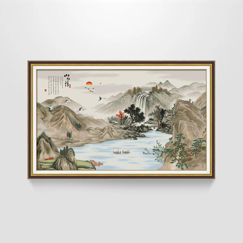 KS cross stitch kits Painting Flowing Water Bringing Wealth, Mountains and Rivers Spring Image Full Embroidery joy sunday