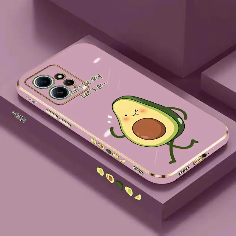 N ote 12 Cute Avocados Luxury Plating Phone Case For Xiaomi Redmi Note 11SE 11S 10 13 13R 13Pro 12 12R 12Pro 12S 12Turbo Cover