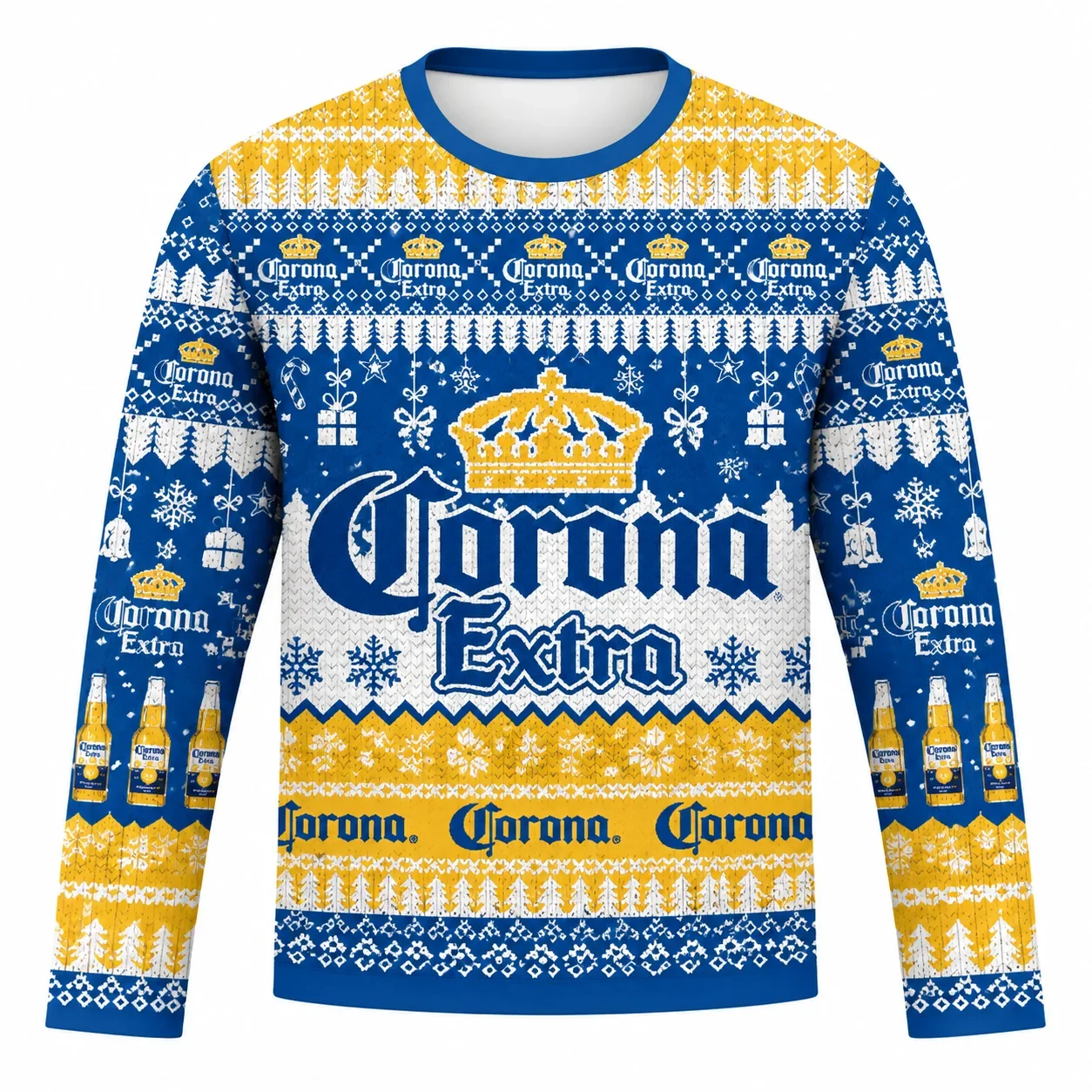2026 New CORONA EXTRA Ugly Christmas Long-Sleeved T-shirt 3D Printed Oversized Pullover Shirt Men's T-shirt for Holiday Party