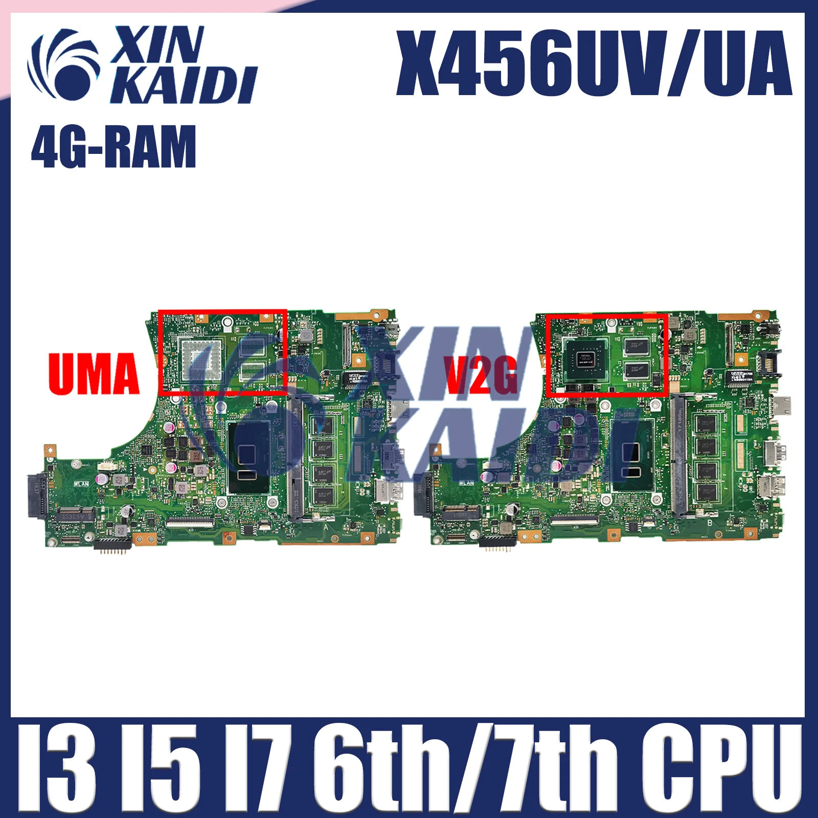 X456UV Notebook Mainboard X456UA X456UR X456UQ X456UVK X456UJ A456U F456U X456UQK Laptop Motherboard CPU I3 I5 I7 6th/7th 4G-RAM