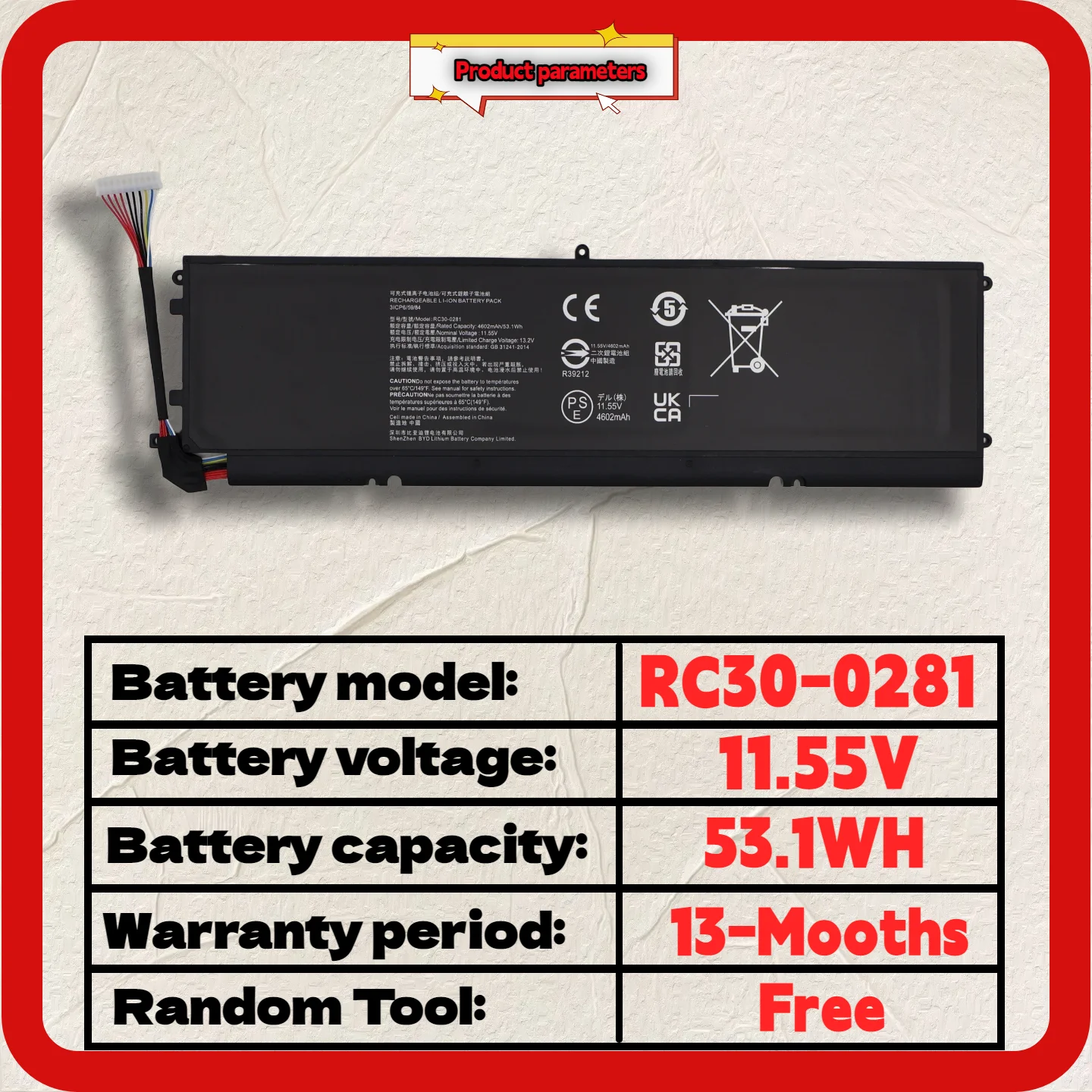 Wholesale And Retail RC30-0281 Battery for Razer Blade Stealth 13 2018 2019 GTX 1650 Max-Q RZ09-03102E52-R3U1 13 Months Warranty