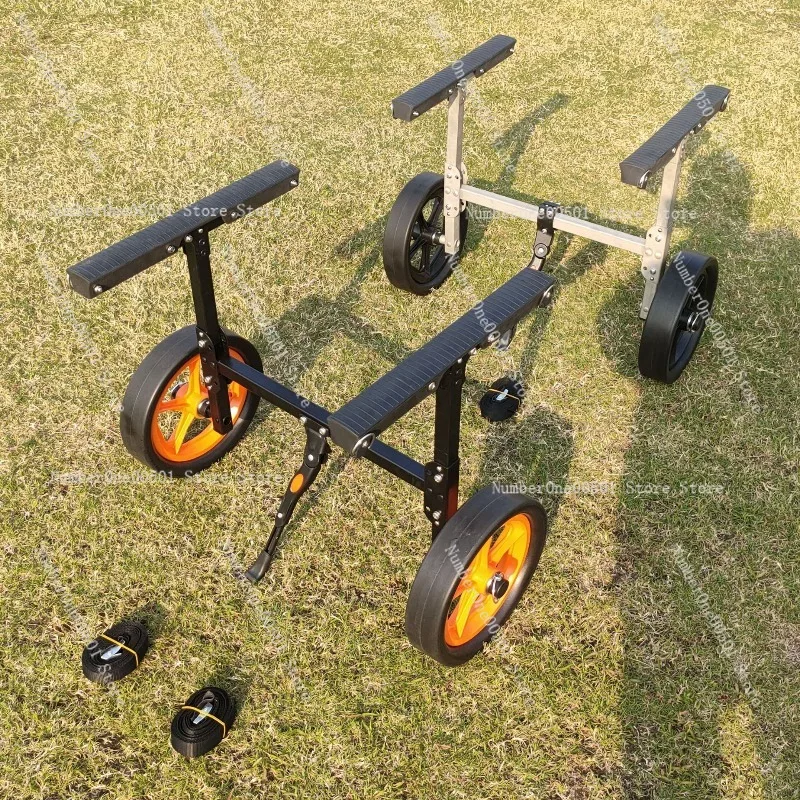 Foldable Kayak Trailer Steel Frame, Portable Boat Transport Cart for Canoe and Paddle Board, Folding Tow Dolly