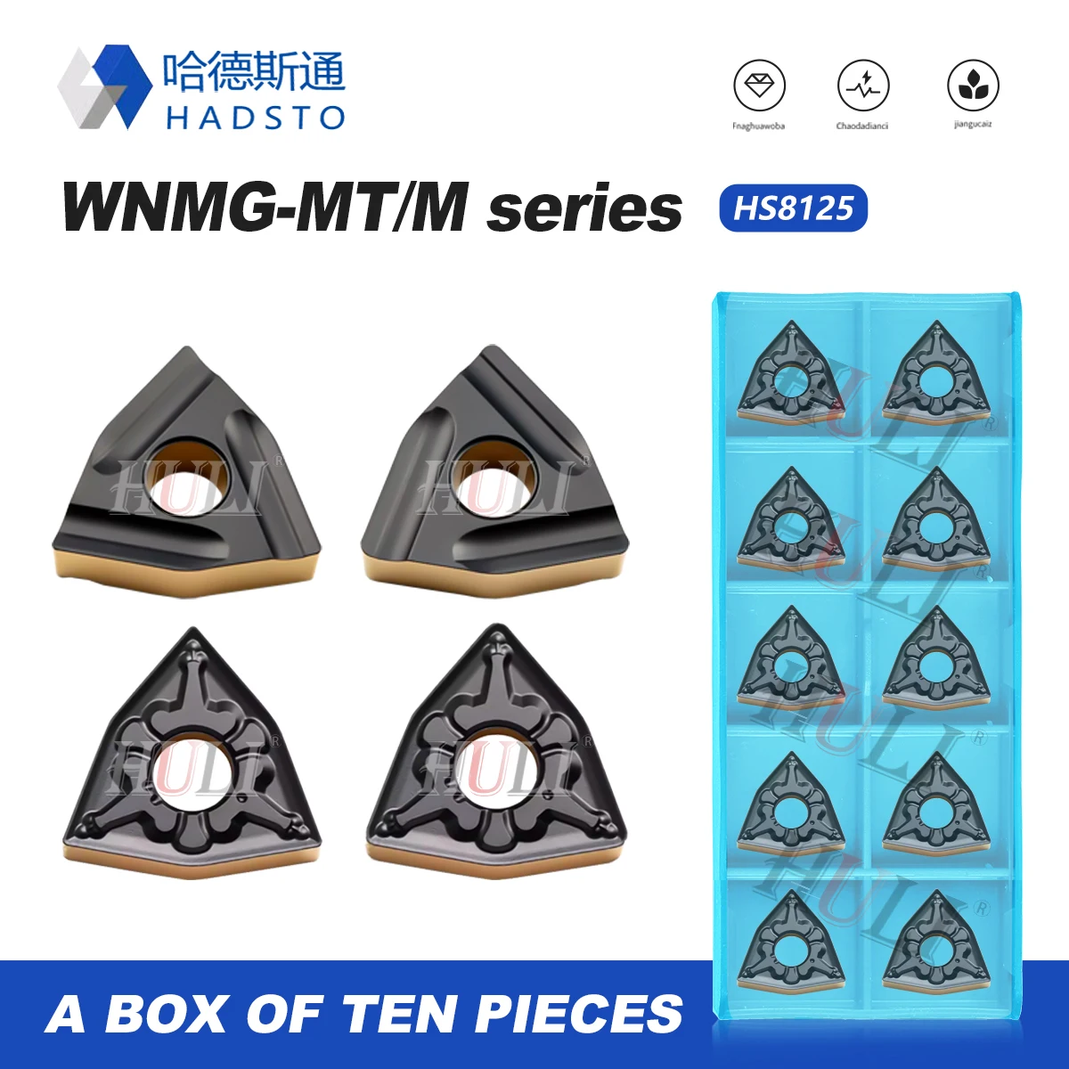 

HADSTO WNMG Dual Color Steel Special Series WNMG080404 08 12-MT WNMG080404 08R-M L-M HS8125 CNC Lathe Tool Carbide Turning Blade