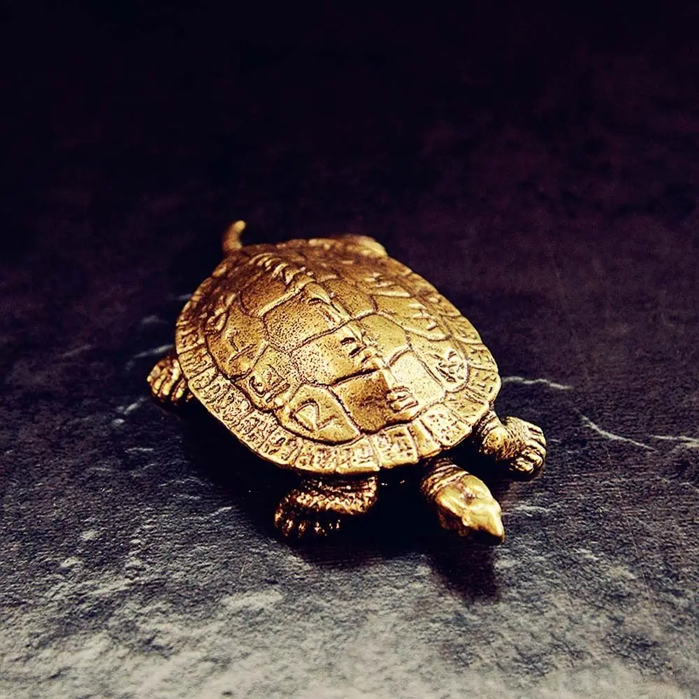 Lucky Solid Brass Turtle Figurines Copper Retro Tortoise Statue Exquisite Handmade Mini Turtle Sculpture Home Decor Gifts