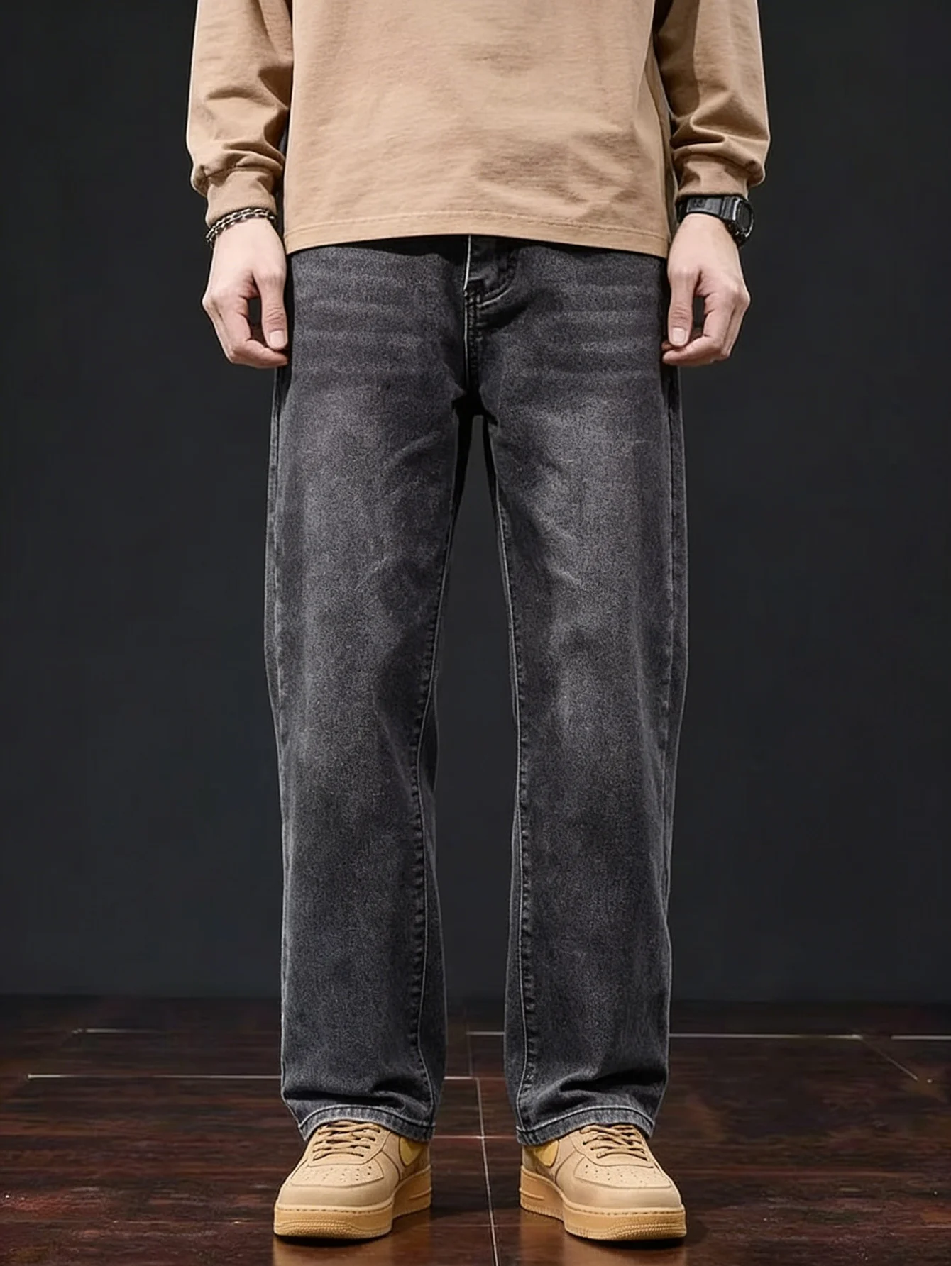 Tight Gray Slim Fit Jeans For Man Drip Y2k Original Unisex Casual Pants No accessories or belts included