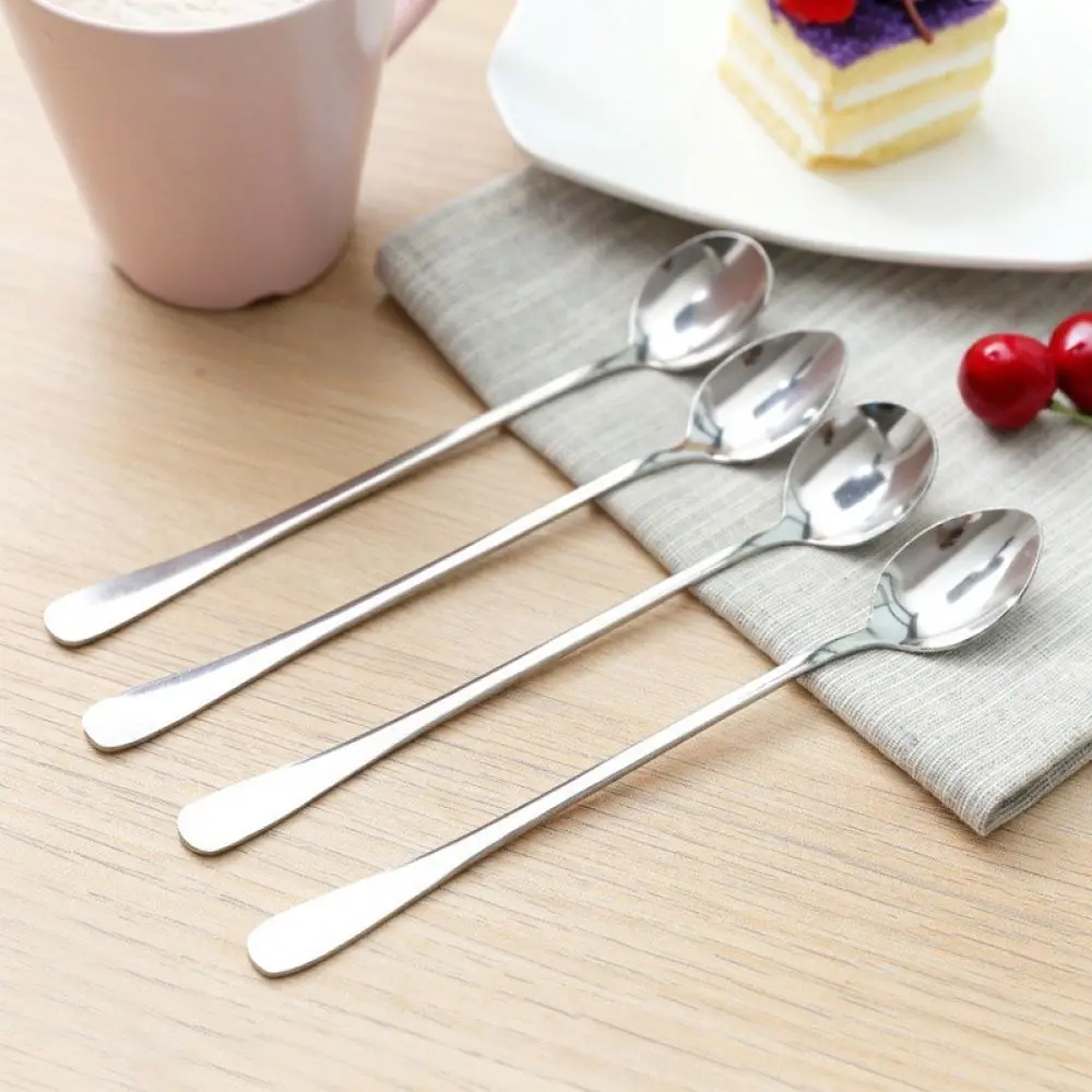 Stainless Steel Coffee Spoon Long Handle Mixing Tea Stirrer Mirror Polished Dessert Fruit Utensil Modern Tableware