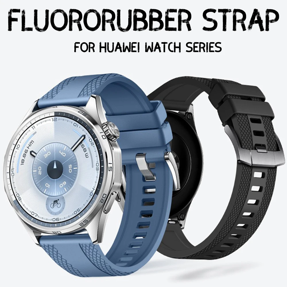 

22mm Fluororubber Band for Huawei GT6/GT6 Pro GT5/GT5 Pro 46mm Sports Breathable Wristband for Huawei Watch 5 4 46mm Bracelet