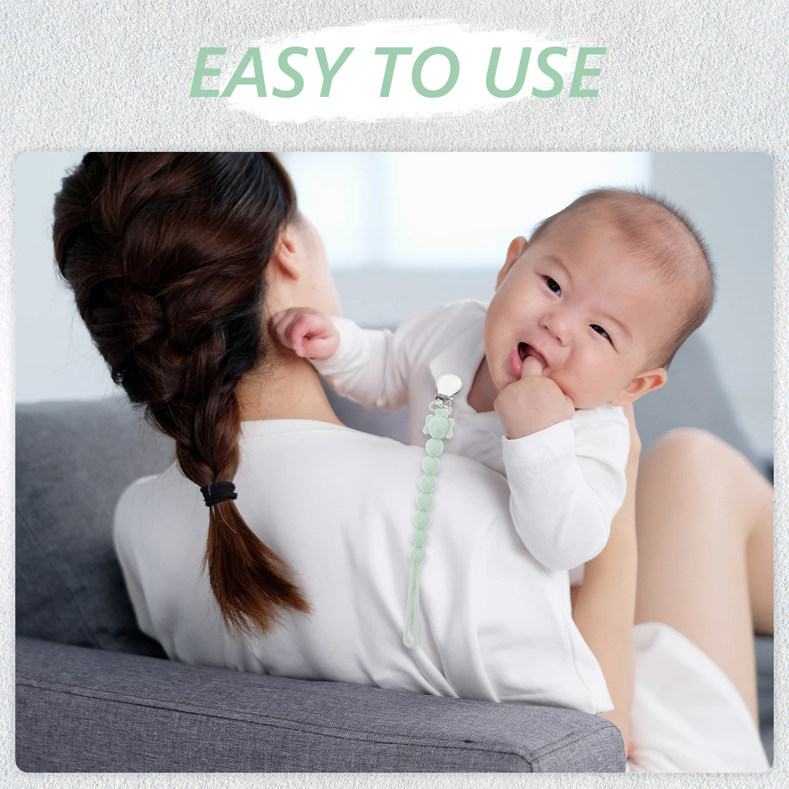 

2Pcs Baby Pacifier Holder Clip Silicone Teether Strap Stainless Steel Button Clips Toddler Accessories
