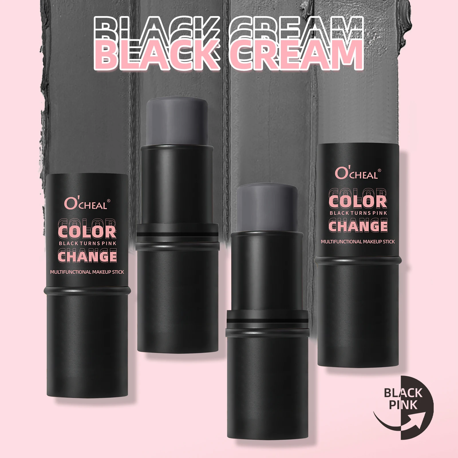 Ocheal 3-in-1 Lipstick Blush Stick Eyes Cheek and Lip Tint Buildable Waterproof Lightweight Cream Multi Stick Makeup for Women