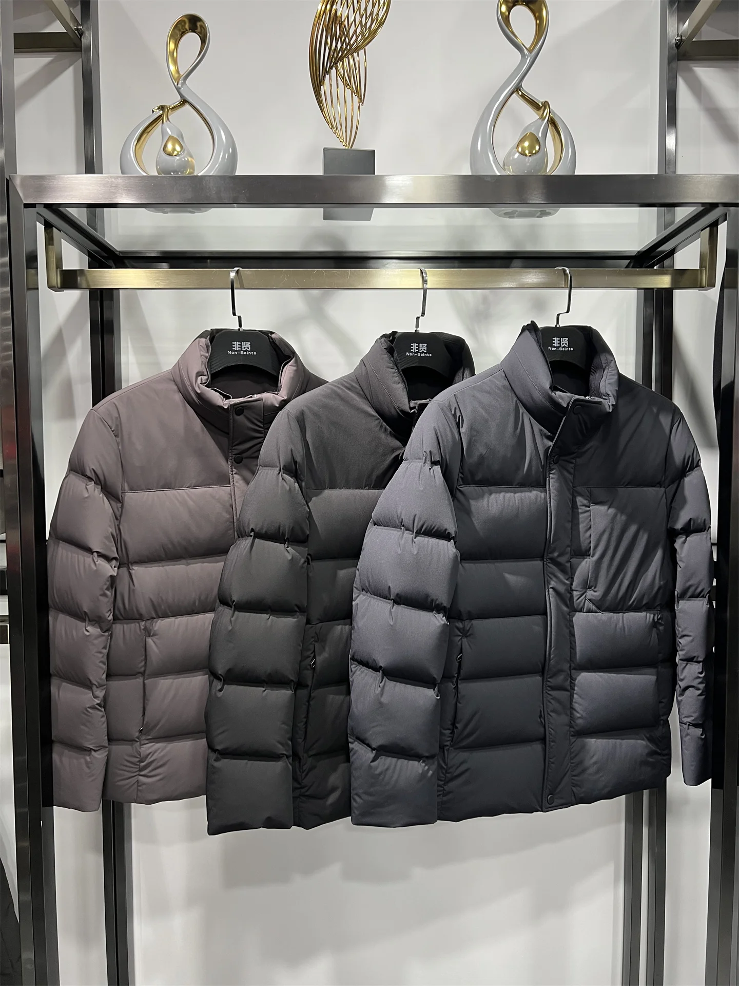 

Men's Thiened 90 down Casual Jaet Stand Collar Winter Warm Zipper Closure Busin Sle Long Sve Regular Fit Coat