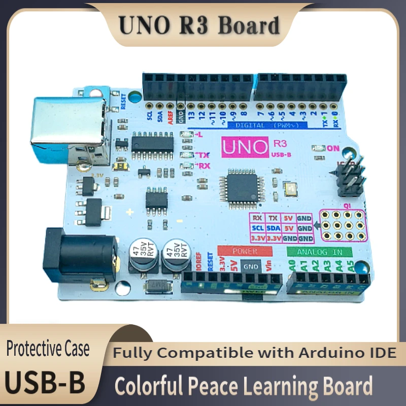 Color painting UNO R3 Board ATmega328 (Arduino-Compatible) for Arduino UNO  Colorful Peace Learning Board A00068