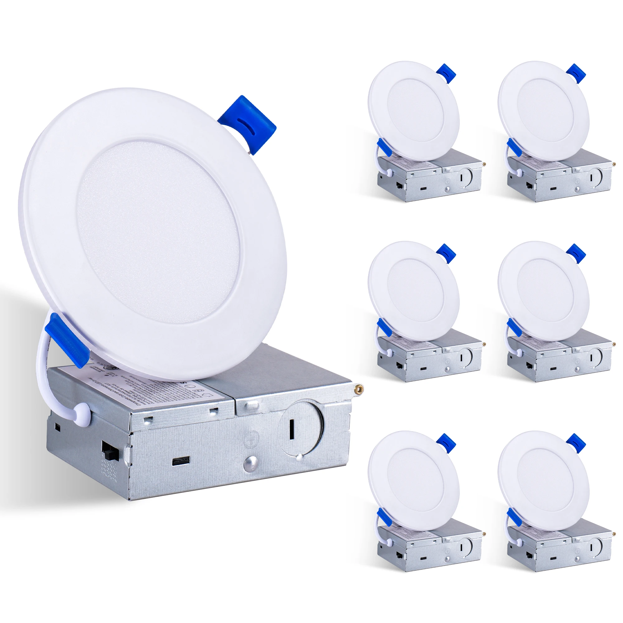6 Pack 4 Inch 5CCT LED Recessed Ceiling Light Panel Dimmable with Night Light