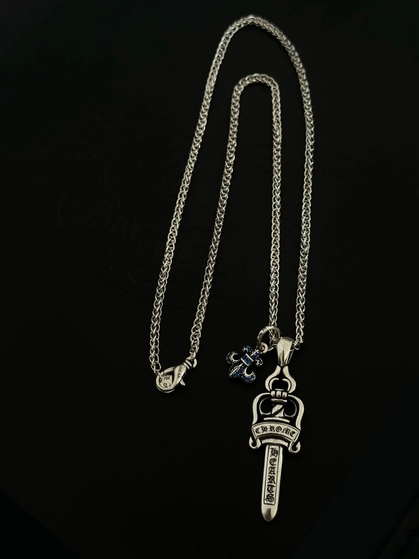 Vintage Old Charm Punk Sword Pendant Necklace S925 Sterling Silver Couple Light Luxury CH Accessories