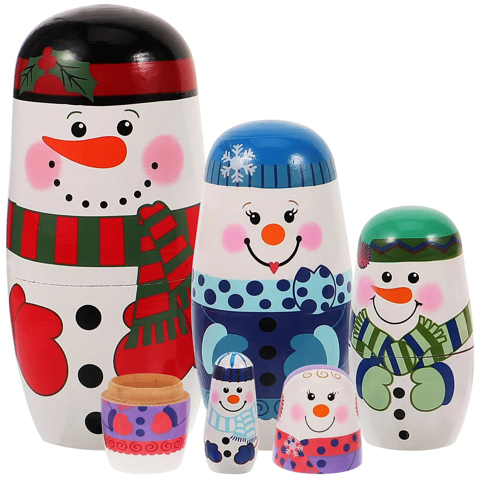 Santa Nesting Dolls Snowman Russian Nested Christmas Tree Toys dla niemowląt Drewniany prezent dla dzieci