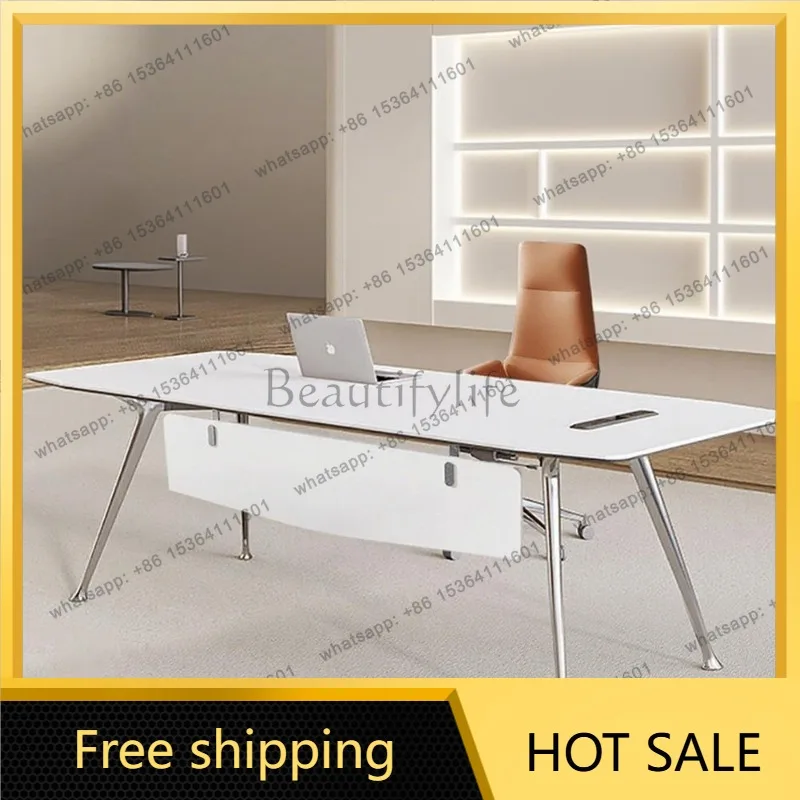 Lshaped White Office Desk Crafts Executive Standing Computer Office Desk Minimalist Display Mesa Ordenador