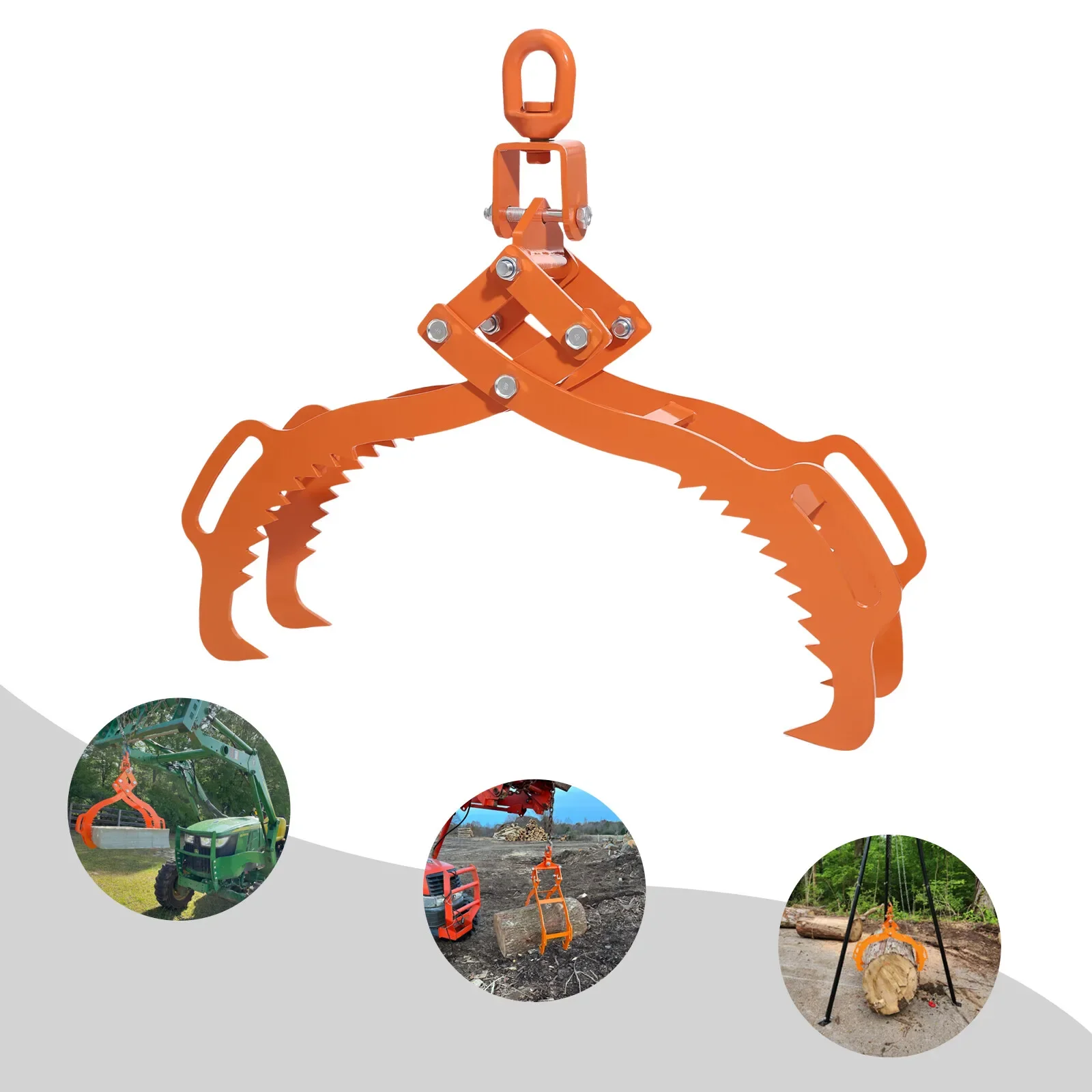 3000LBS Heavy-Duty Log Lifting Tongs - Quadruple-Claw Steel Timber Grabber for Wood Handling & Forestry