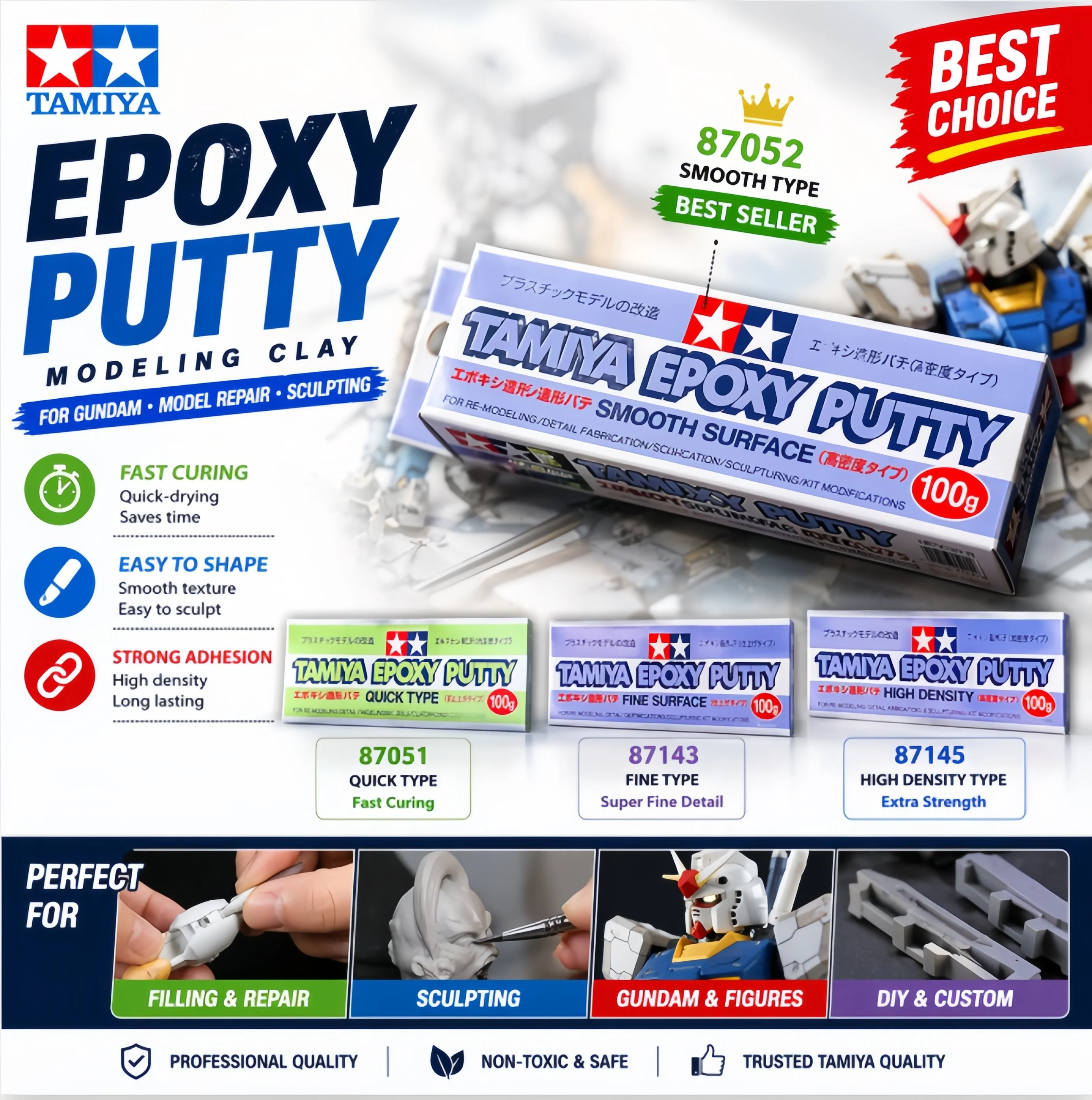 

Эпоксидная глина Tamiya 87051 87052 для ремонта моделей, скульптуры и заполнения, для фигурок Gundam, инструмент для DIY-поделок