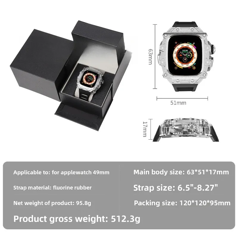 حافظة شفافة من سبائك الزنك، لساعة Apple Ultra 2 المطاطية الفلورية، حافظة الساعة