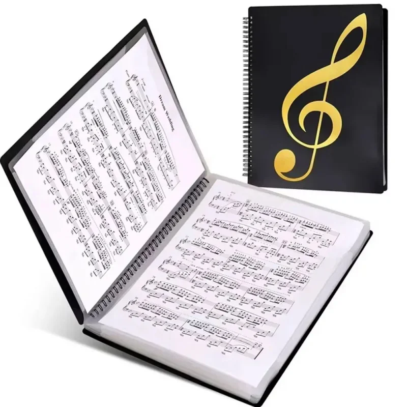 Carpeta para partituras tamaño A4, libro de partituras con 30 espirales, papel para partituras con capacidad para 60 hojas, adecuado para almacenar y organizar partituras.