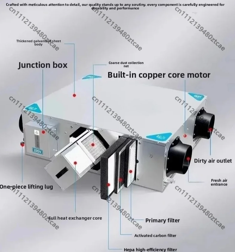 Household Ultra-quiet Fresh Air System, Two-way Flow Heat Exchanger, Indoor Ventilation Air Renewal Purification Device