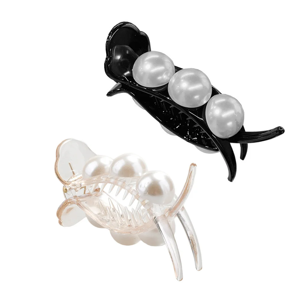 4 قطعة مشبك مخلب اللؤلؤ للنساء حامل الشعر الخلفي مقاطع الفك للشعر الطويل السميك مقاطع مخلب صغيرة ذيل حصان المشبك