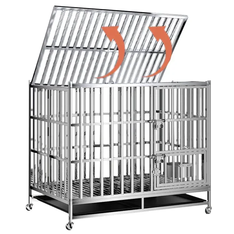 Heavy Duty Dog Cage Strong Metal Kennel and Crate for Medium and Large Dogs Pet Playpen with Four Wheels Easy to Install