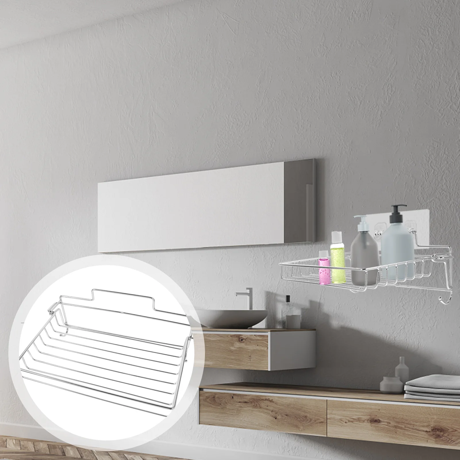 

Wall-Mounted Folding Stainless Steel Storage Rack Bathroom Organizer Shower Shelf Drain Rack Shampoo Holder Adhesive No Punch