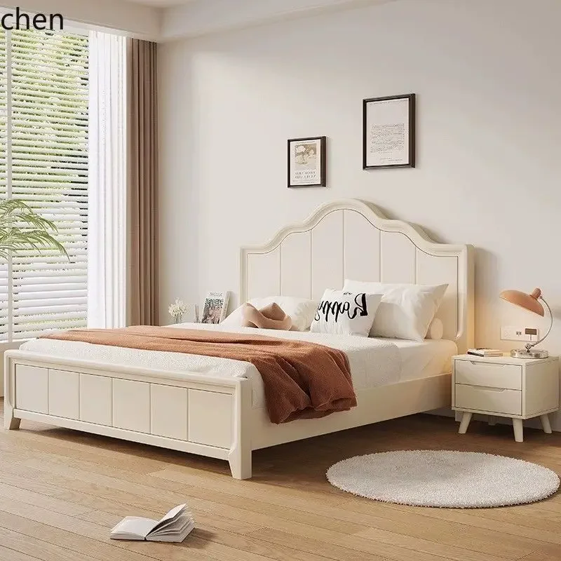 DSA11 White Solid Wood Bed Modern Minimalist Style Home Double Bed Master Bedroom Princess American Pine Bed